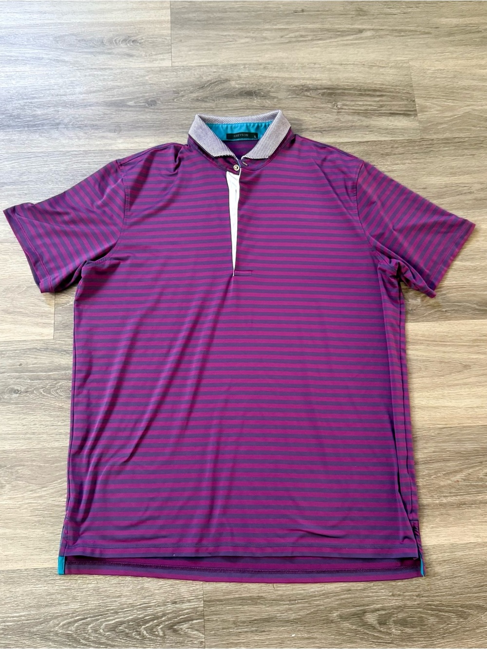 Greyson Magenta & Purple Striped Golf Polo